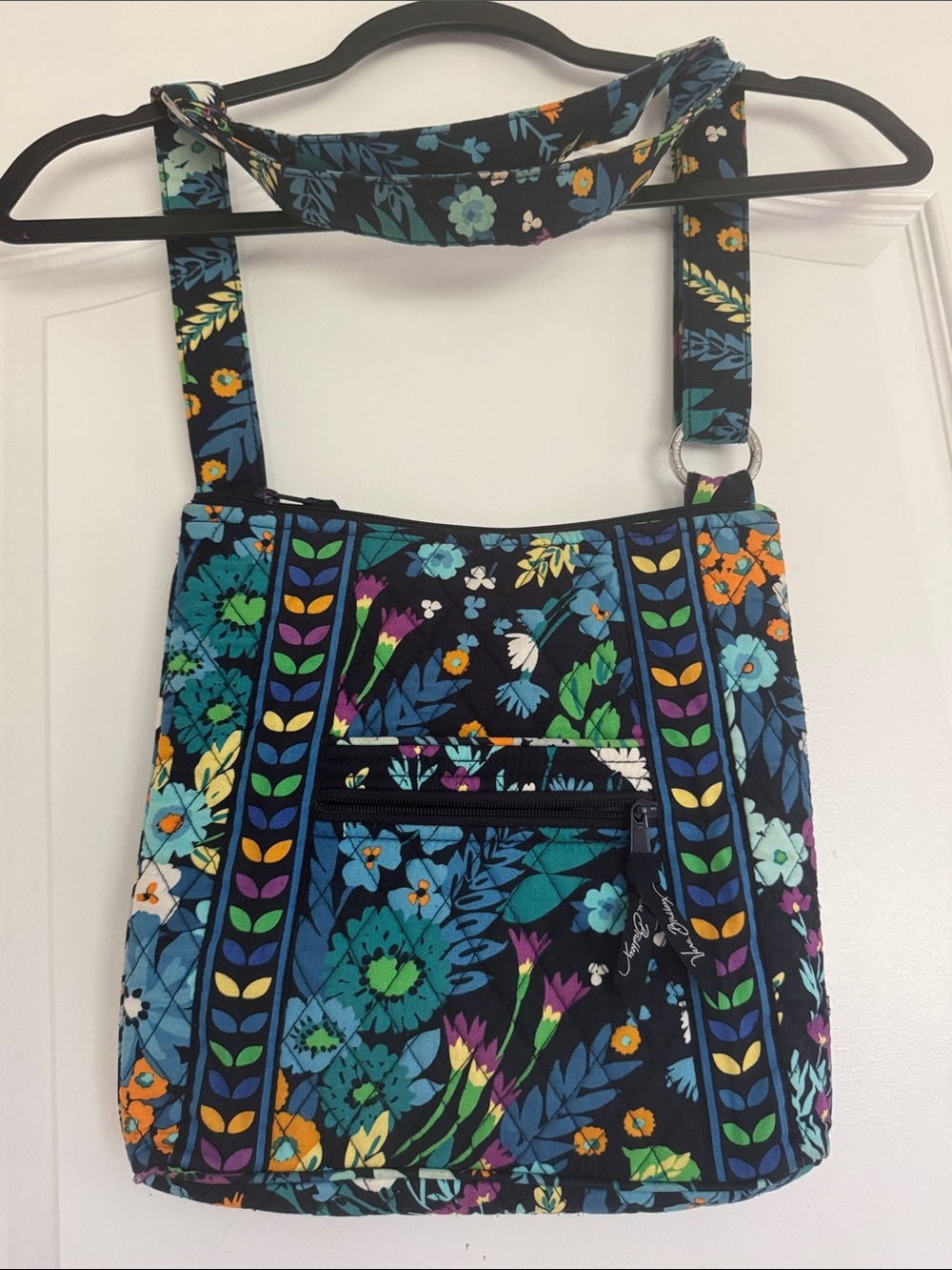 Vera Bradley Floral Quilted Crossbody Bag Blue Green Multicolor Shoulder Purse - Picture 4 of 12
